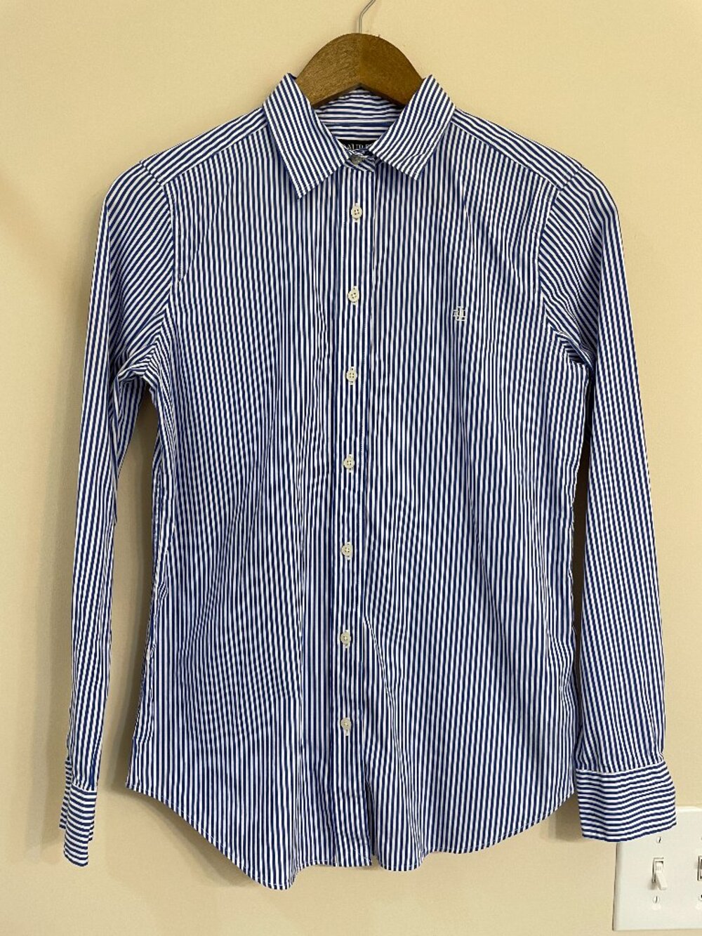 Lauren Ralph Lauren - Blue White Striped Button Down Shirt Cotton - Size S
